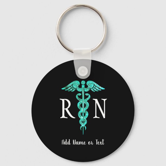 Registered Nurse RN Medical Caduceus Personalised Key Ring (Front)