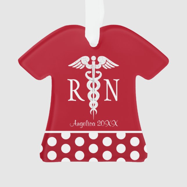 Registered Nurse RN Medical Scrub Custom Red Ornament (Front)