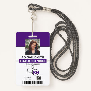 Registered nurse RN purple photo template ID Badge