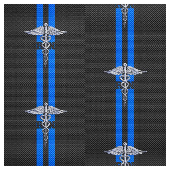 Registered Nurse RN Silver Caduceus Fabric (Swatch)