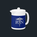 Registered Nurse RN Silver Caduceus Navy Blue deco<br><div class="desc">The Symbolic Chrome Like Caduceus Medical Symbol design presented here on a navy blue background. The caduceus snakes is designed to look like it is made of chrome. Good for a graduation occasion, a statement for your profession, or for a gift with that medical look your are looking for. Use...</div>