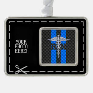 Registered Nurse RN Silver Caduceus Silver Plated Framed Ornament