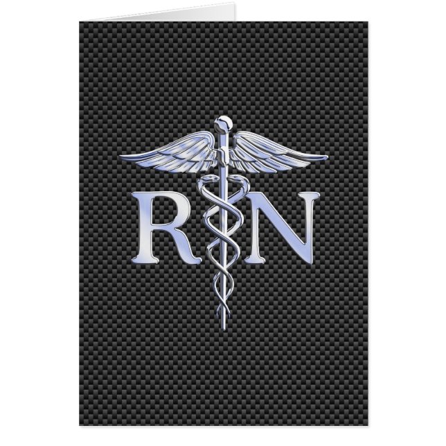 Registered Nurse RN Silver Caduceus Snakes (Front)