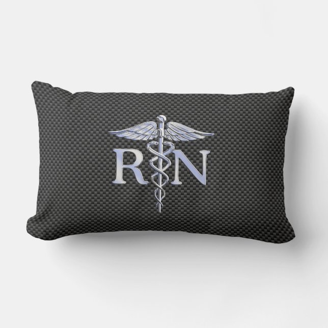 Registered Nurse RN Silver Caduceus Snakes Lumbar Cushion (Front)