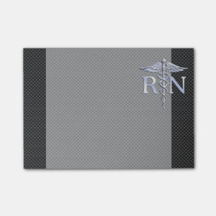 Registered Nurse RN Silver Caduceus Snakes Post-it Notes