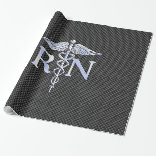 Registered Nurse RN Silver Caduceus Snakes Wrapping Paper