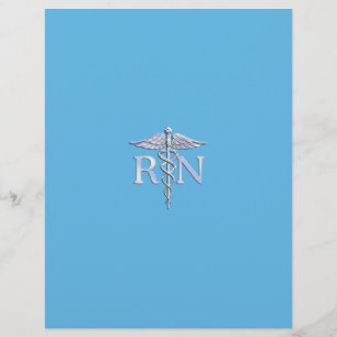 Registered Nurse RN Silver Like Caduceus Baby Blue