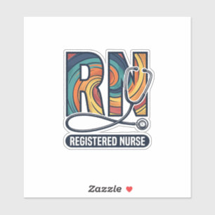 Registered Nurse RN Vintage Rainbow Vector Design_