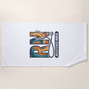 Registered Nurse RN Vintage Rainbow Vector Design_ Beach Towel