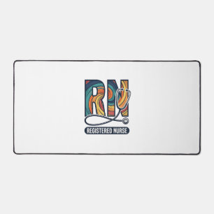 Registered Nurse RN Vintage Rainbow Vector Design_ Desk Mat