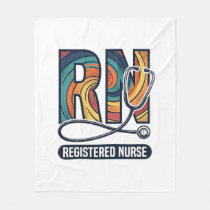 Registered Nurse RN Vintage Rainbow Vector Design_ Fleece Blanket