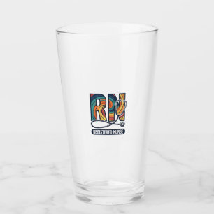 Registered Nurse RN Vintage Rainbow Vector Design_ Glass