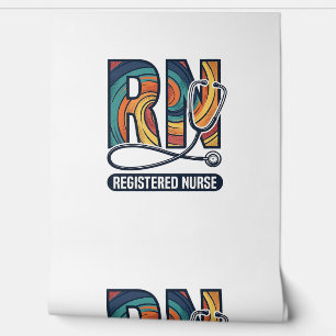 Registered Nurse RN Vintage Rainbow Vector Design_ Wallpaper