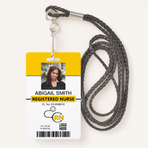 Registered nurse RN yellow photo template ID Badge