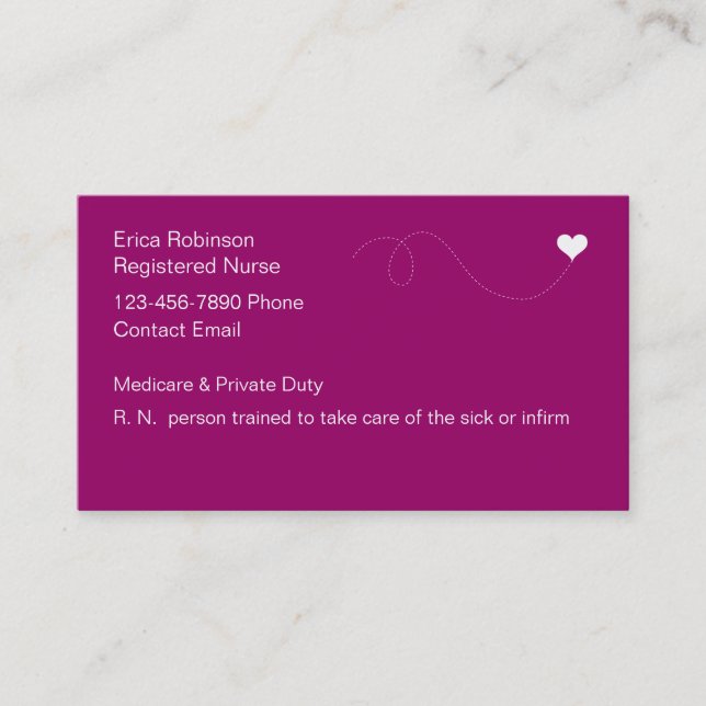 Registered Nurse Simple Business Cards (Front)