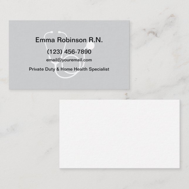 Registered Nurse Simple Contact Business Cards (Front/Back)