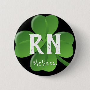 Registered Nurse St Patricks Day Lucky Shamrock 6 Cm Round Badge