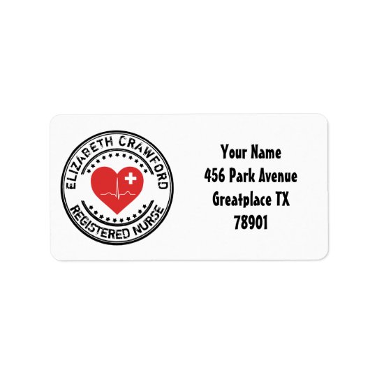 Registered Nurse Stamp Heart ECG With Your Name Address Label