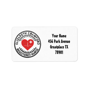 Registered Nurse Stamp Heart ECG With Your Name Label