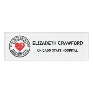 Registered Nurse Stamp Heart ECG With Your Name Tag