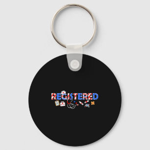 Registered nurse stethoscope memorial day 4th july key ring