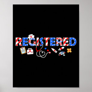 Registered nurse stethoscope memorial day 4th july poster
