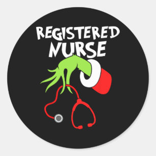 Registered Nurse Stethoscope Santa Christmas Xmas Classic Round Sticker