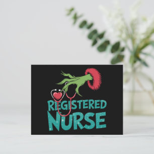Registered Nurse Stethoscope Santa Elf Christmas  Holiday Postcard