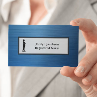 Registered Nurse Stylish Blue Metallic Look  Business Card