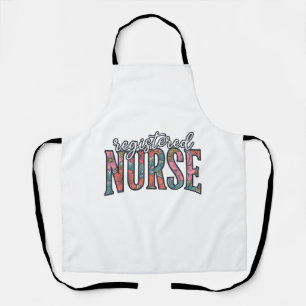 Registered Nurse Vintage Floral Typography Shirt D Apron