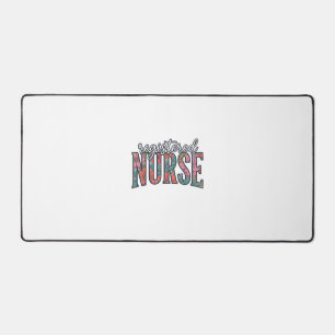 Registered Nurse Vintage Floral Typography Shirt D Desk Mat