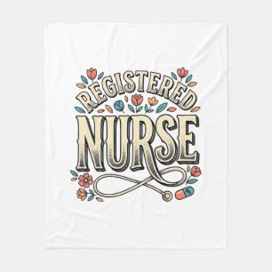 Registered Nurse Vintage Floral Typography Shirt D Fleece Blanket