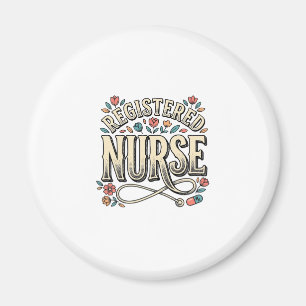 Registered Nurse Vintage Floral Typography Shirt D Magnet