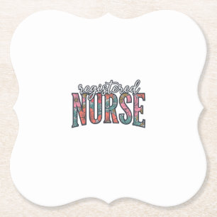 Registered Nurse Vintage Floral Typography Shirt D Paper Coaster