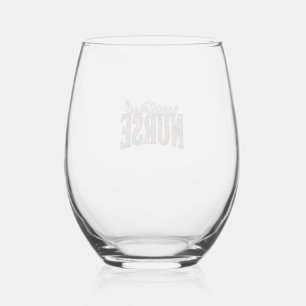 Registered Nurse Vintage Floral Typography Shirt D Stemless Wine Glass