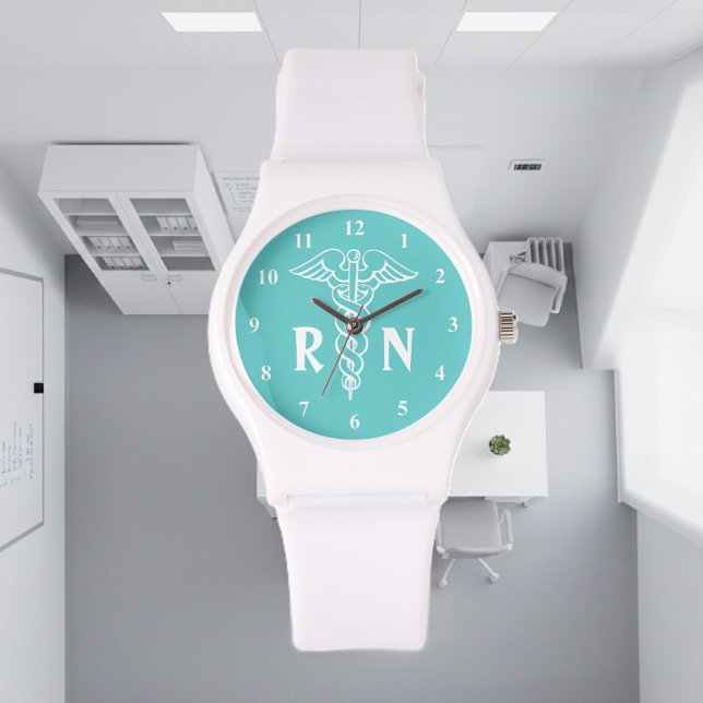 Registered nurse watch | caduceus with RN monogram (nurse watch)