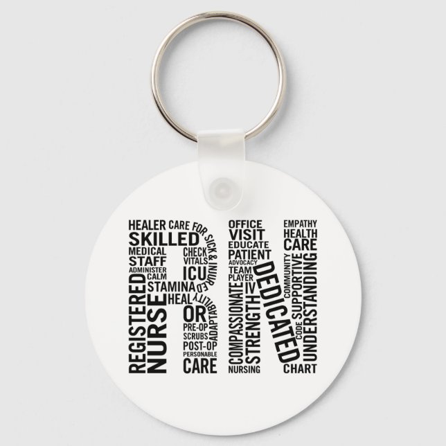 Registered Nurse Word Art RN Key Ring (Front)