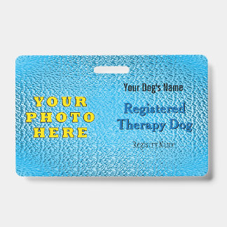 Registered Therapy Dog - Bright Blue Badge ID Badge
