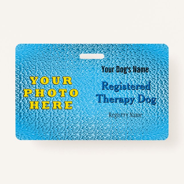 Registered Therapy Dog - Bright Blue Badge ID Badge (Front)