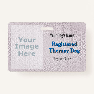 Registered Therapy Dog - Light Pink Badge ID Badge
