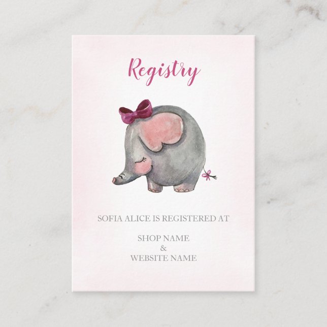 Registry card | Baby shower Girl | Enclosure card (Front)
