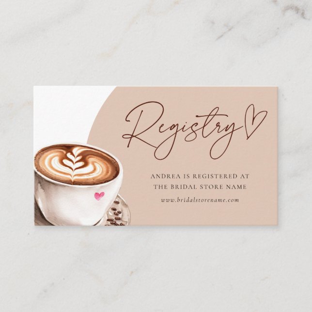 Registry Coffee Bridal Shower Enclosure Card (Front)