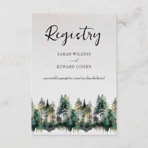 Registry Enclosure Card. Rustic Watercolor Forest 