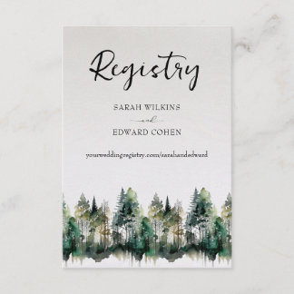 Registry Enclosure Card. Rustic Watercolor Forest 