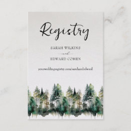 Registry Enclosure Card. Rustic Watercolor Forest Card