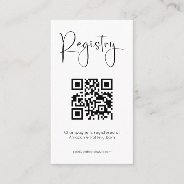 Registry Modern Bridal Shower QR Code Enclosure Card (Front)