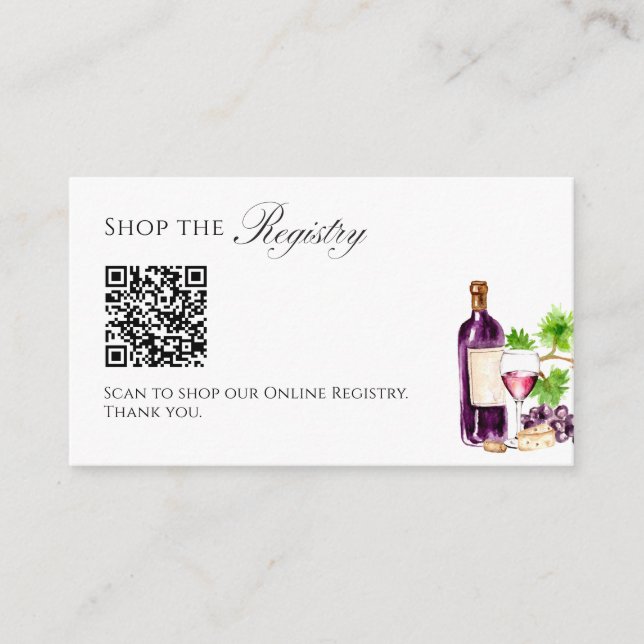 Registry QR Code Vino Before Vows Bridal Shower Enclosure Card (Front)