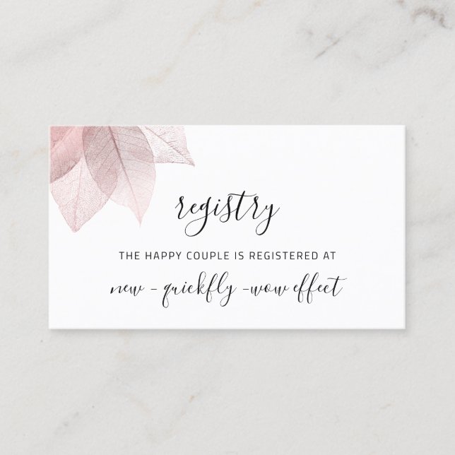 Registry Reception Enclosure Card White Rose Gold (Front)