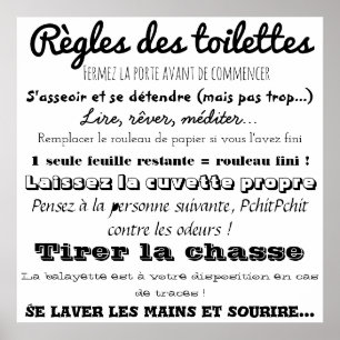 Règles des toilettes poster