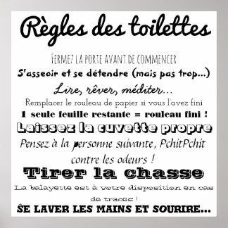 Règles des toilettes poster